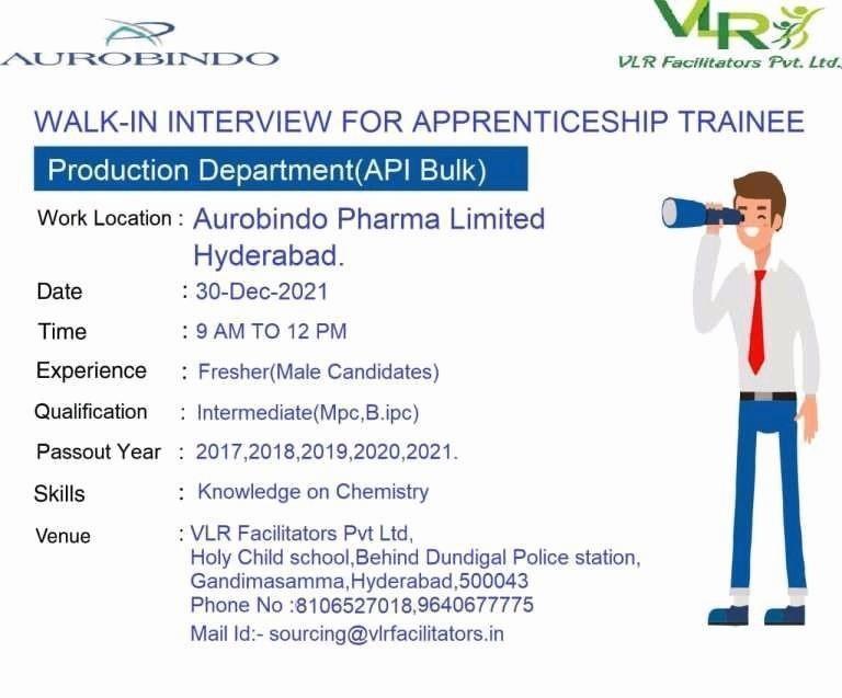 AUROBINDO PHARMA LIMITED, Walk In Interview For FRESHERS On 30th ...