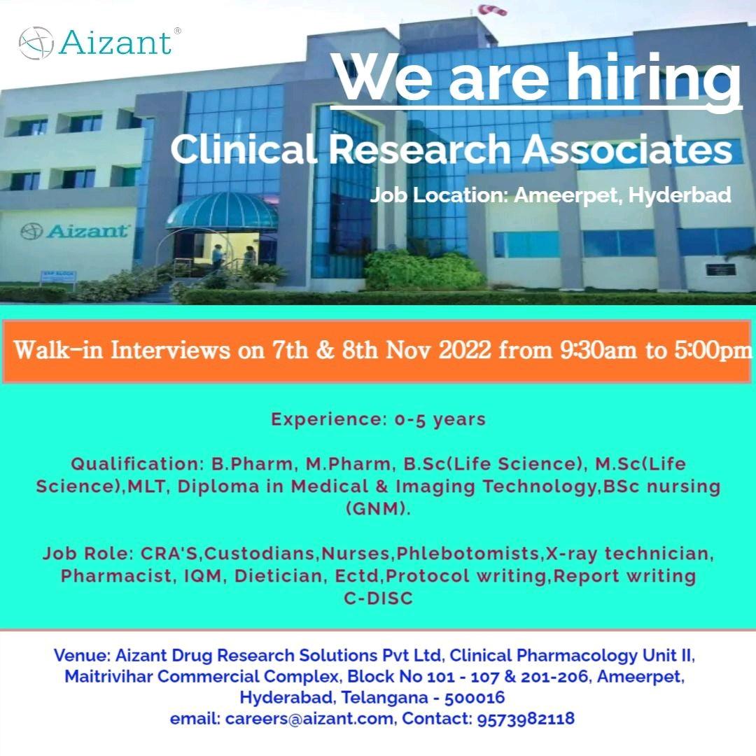 clinical research jobs for freshers