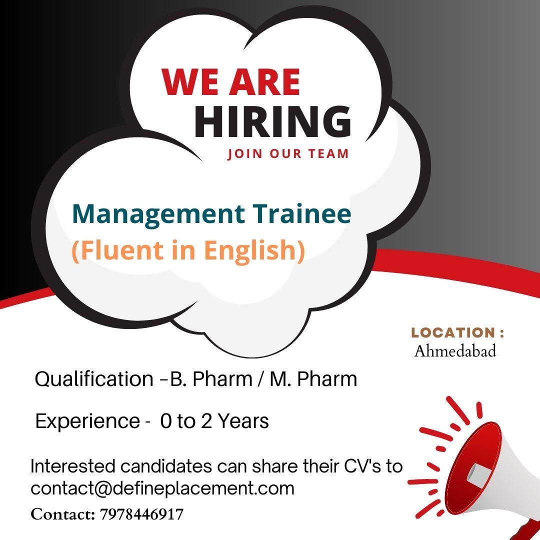 Job Vacancy For B. Pharm / M. Pharm Freshers & Experience- Management ...