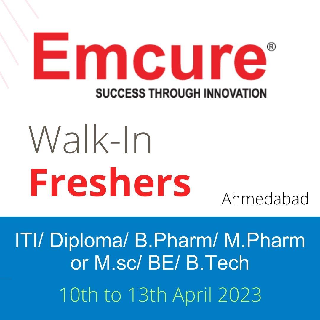 Emcure - Walk In Interview for FRESHER ITI/ Diploma/ B.Pharm/ M.Pharm ...