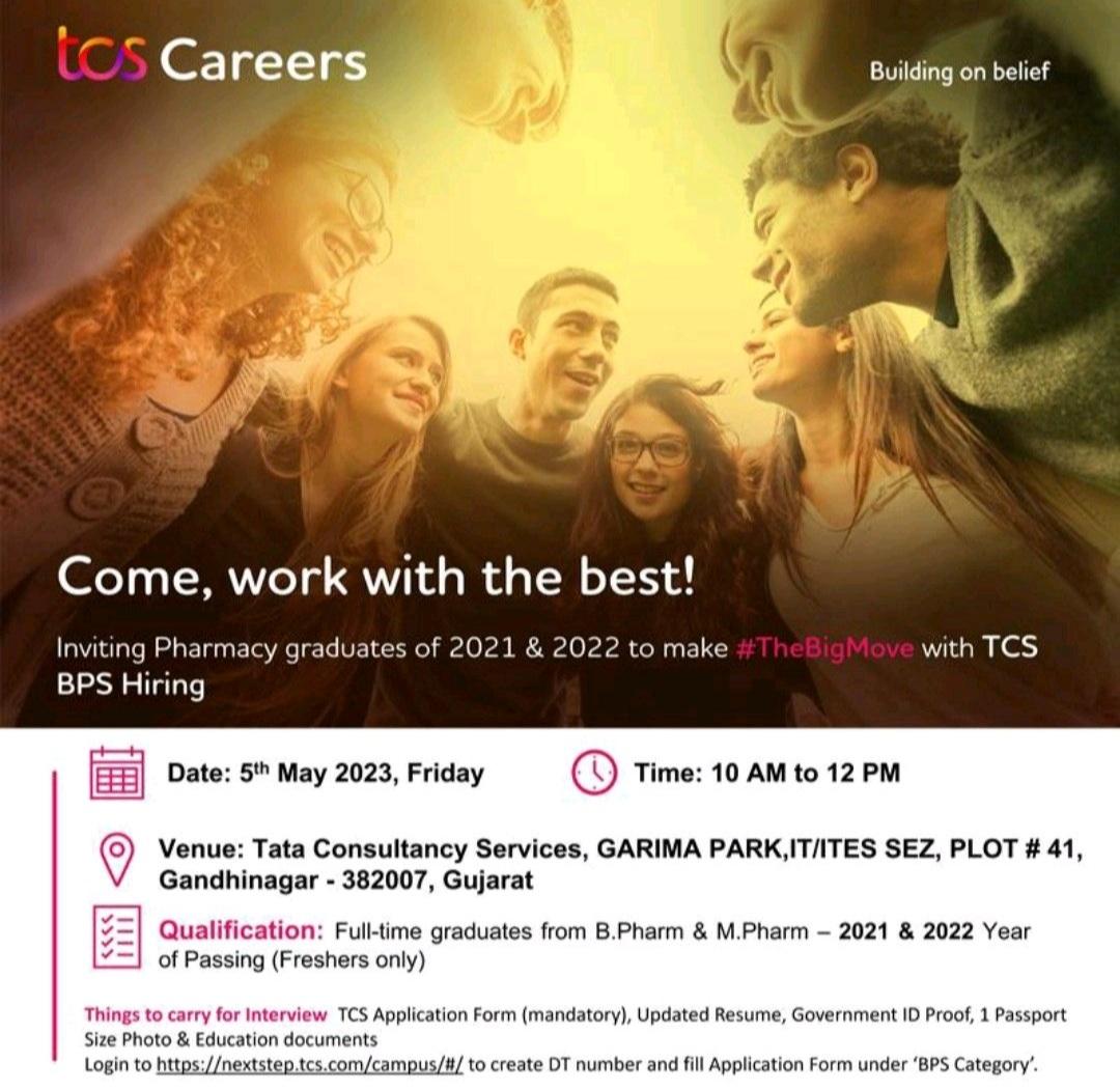 tcs-bps-walk-in-drive-for-pharmacy-graduate-freshers-on-5-may-2023