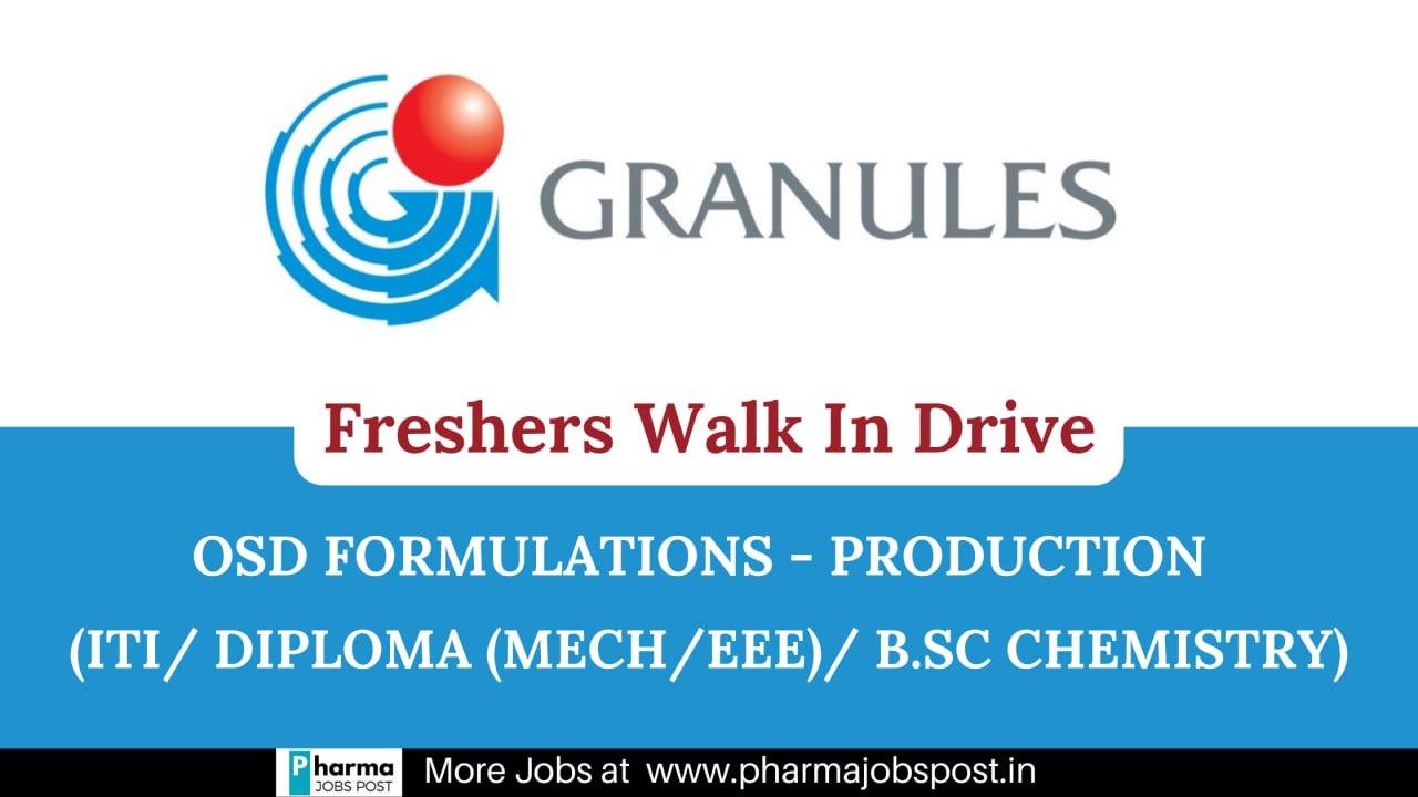 Granules India Ltd Walk in Interview on 30 June 2023, Friday | PHARMA ...
