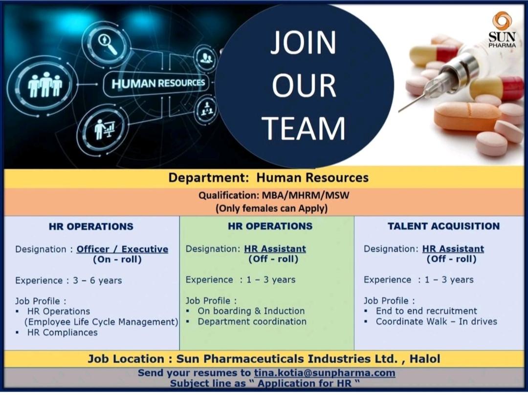 sun-pharma-multiple-job-vacancy-in-human-resources-hr-department