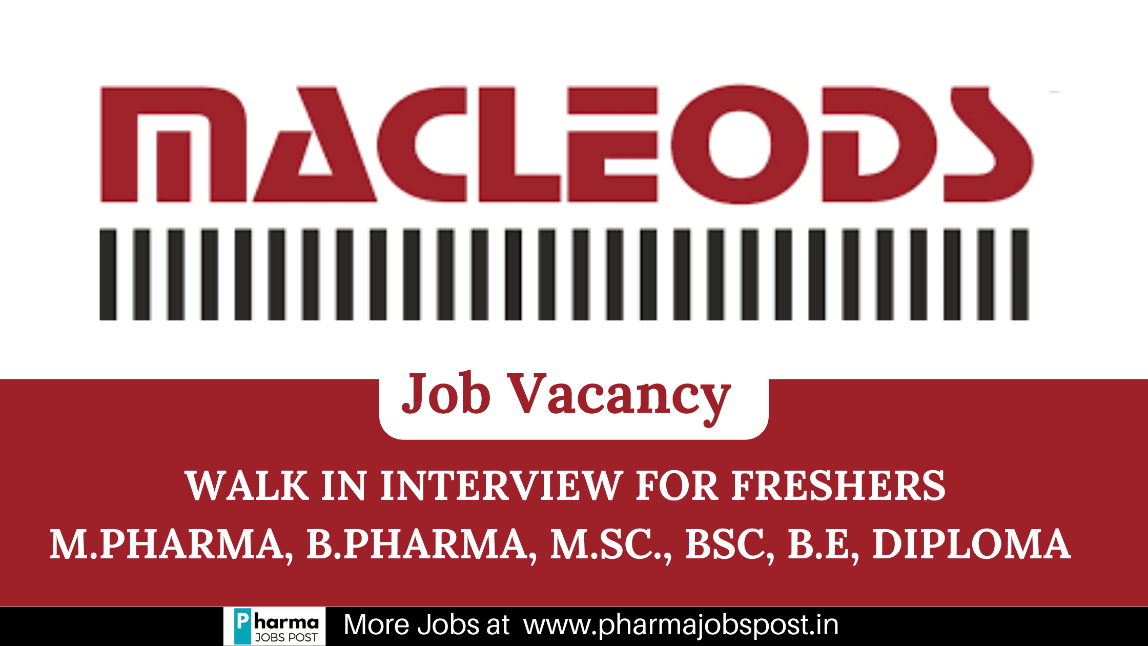 Macleods Pharmaceuticals Walk-In For Fresher M.Pharm, B.Pharm, M.Sc ...