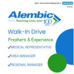 Alembic Pharmaceuticals Career Opportunity Alert! Freshers & Experience
