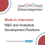 Dishman Carbogen Amcis Ltd is conducting a walk-in interview