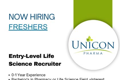 Unicon Pharma Walk-In Drive on 26th October 2024! Entry-Level Life Science