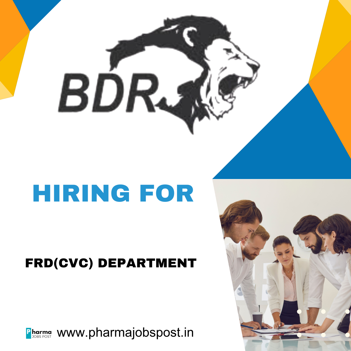 BDR Pharmaceuticals hiring for FRD(CVC) Department | PHARMA JOBS POST