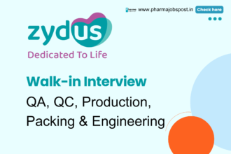 Zydus Group Walk-in Injectable QA, QC, Production, Packing & Engineering