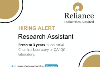 Research Assistant Jobs at Reliance Industries Limited - Hiring Freshers & Experience