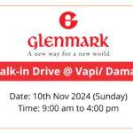 Glenmark Pharma Walk-in Drive | Vapi/Daman on 10th Nov 2024