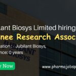 Jubilant Biosys Limited Hiring for Trainee Research Associate- Analytical