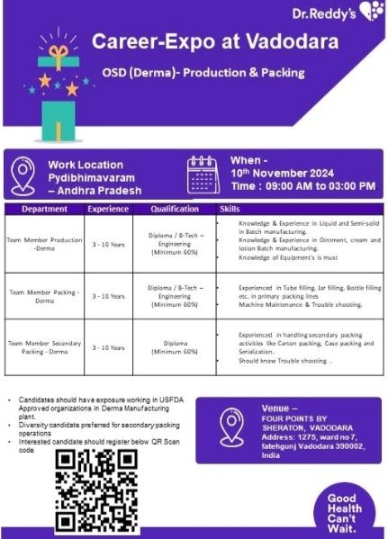 Dr. Reddy's Laboratories Walk In Drive on 10th November 2024