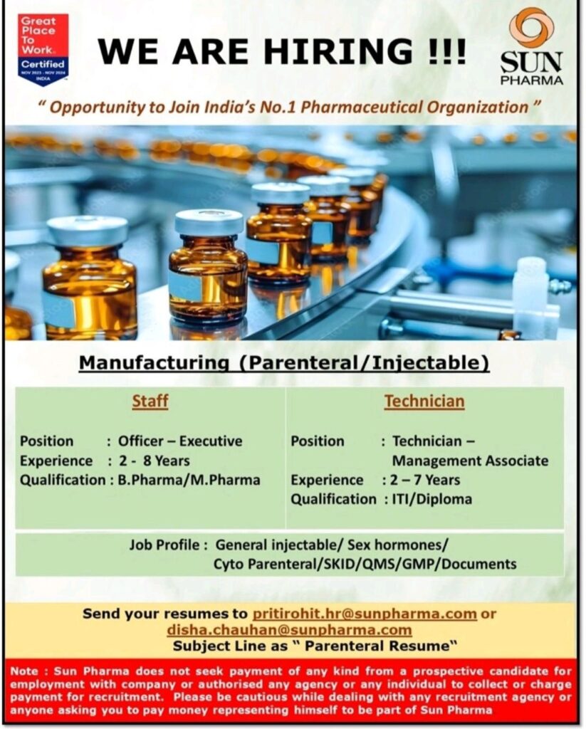 Exciting Career Opportunities at Sun Pharma: Apply Now!