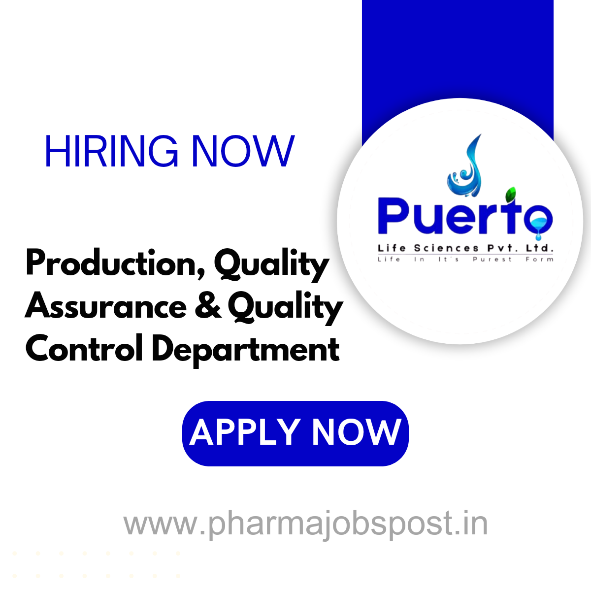 Puerto Life Sciences Private Limited hiring for Production, Quality ...