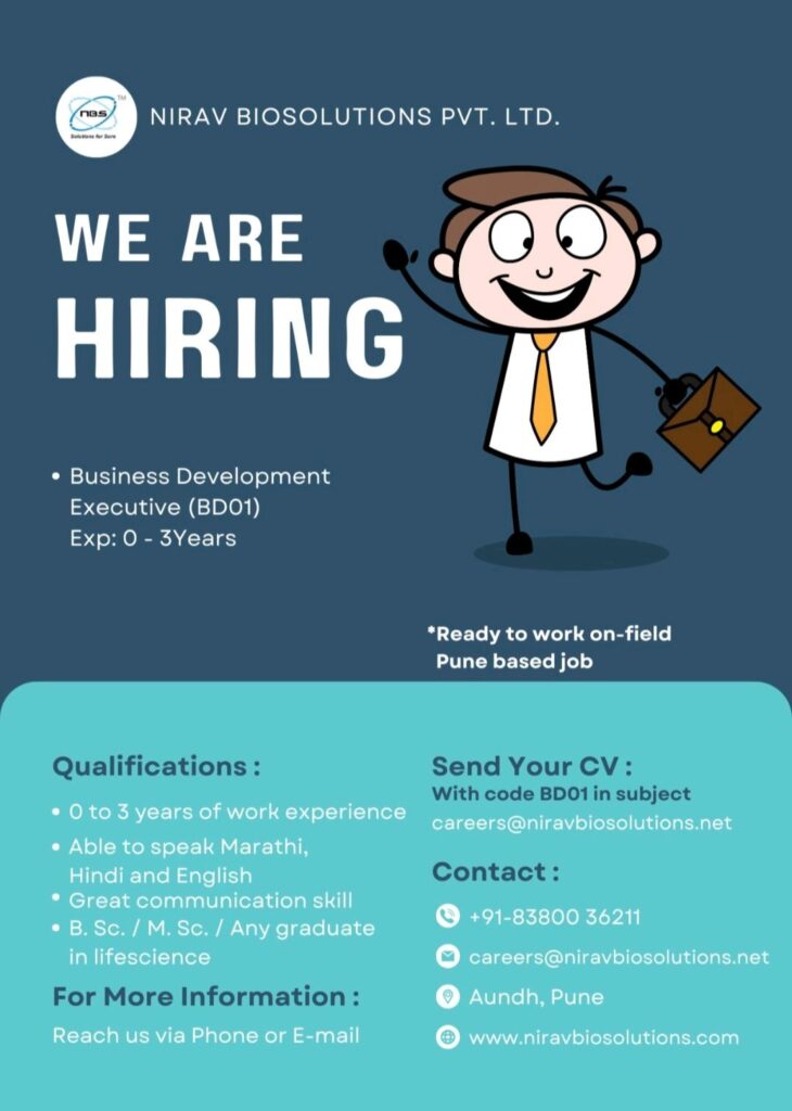 Nirav Biosolutions Pvt. Ltd hiring for Business Development Department 