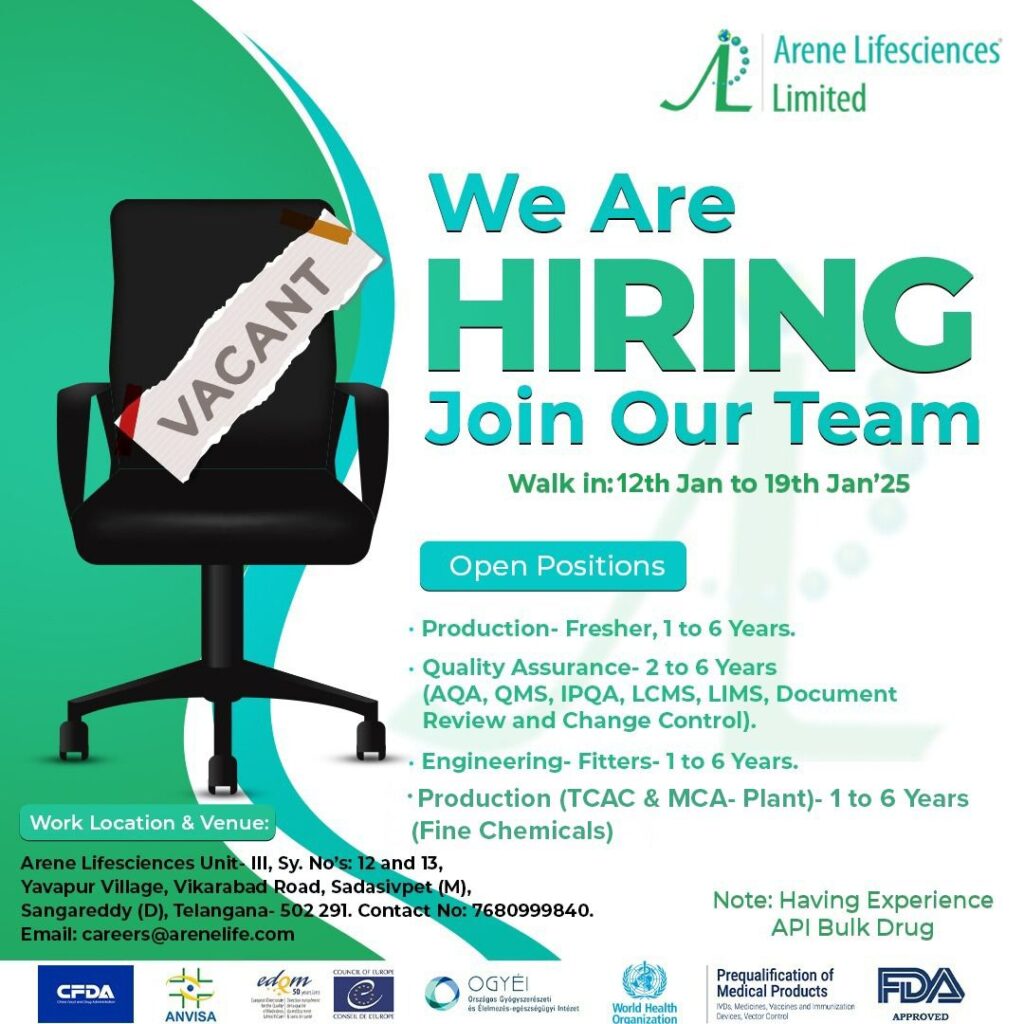Arena LifeSciences Walk-In: Join Production, QA & Engineering Teams