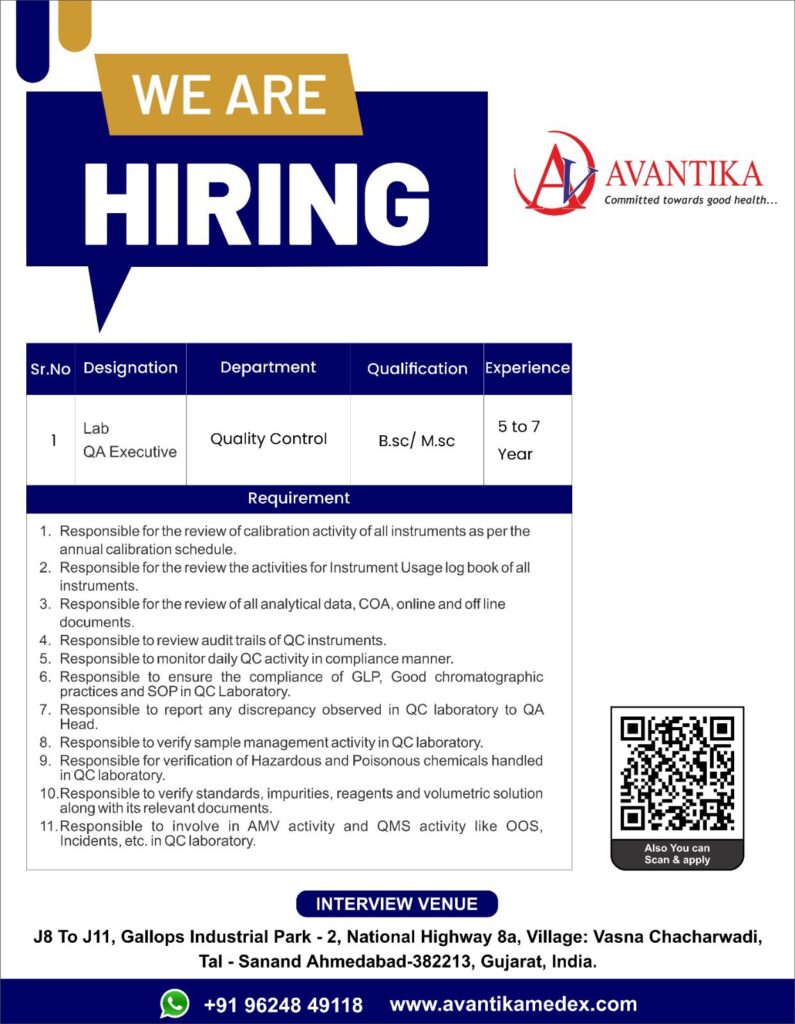 Avantika Careers: Quality Control Specialists Wanted – Immediate Openings