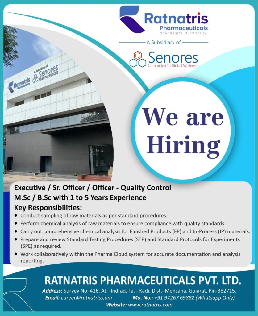 Quality Control Careers at Rantatris Pharmaceuticals – Hiring Today