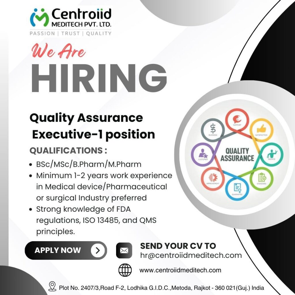 Join Centroiid Meditech: Quality Assurance Positions Open Now