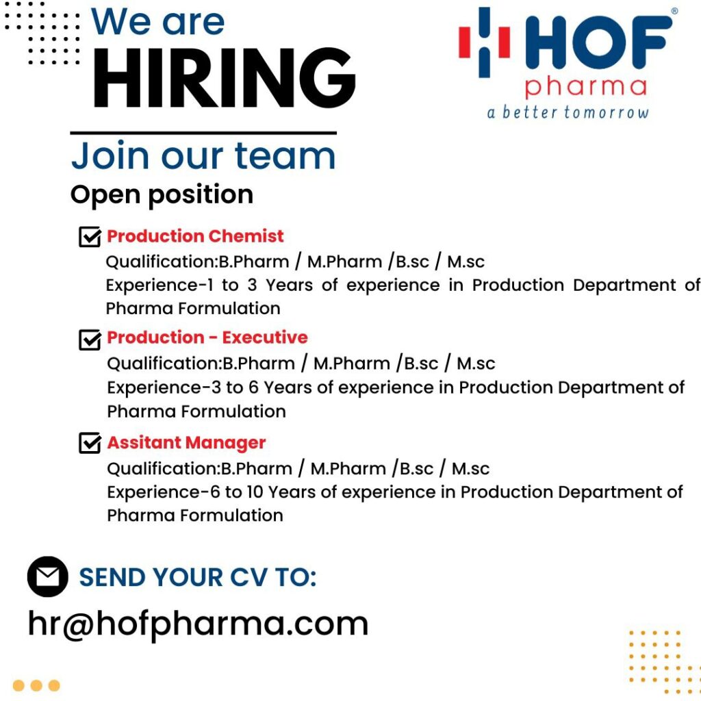 Hof Pharma Careers: Hiring for Production Department