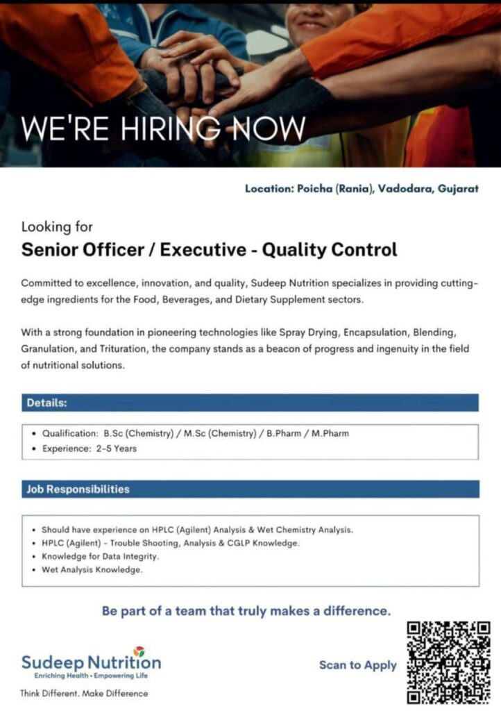 Quality Control Careers at Sudeep Nutrition – Join Our Team