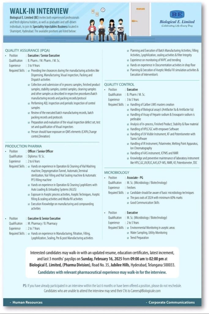 Grow with Biological E. Limited: Opportunities for Pharma Professionals in Speciality Injectables