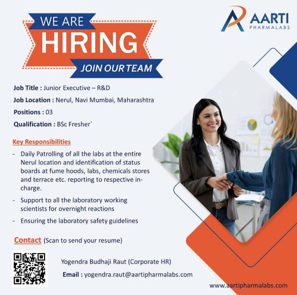 Aarti Parmalabs hirings Freshers for R&D Department 