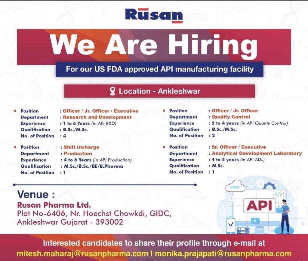 Explore Career Opportunities at Rusan Pharma's US FDA Approved Facility