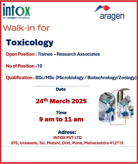 INTOX is Hiring Freshers for Toxicology Roles