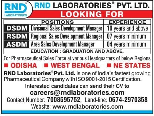 RND Laboratories is hiring for multiple positions
