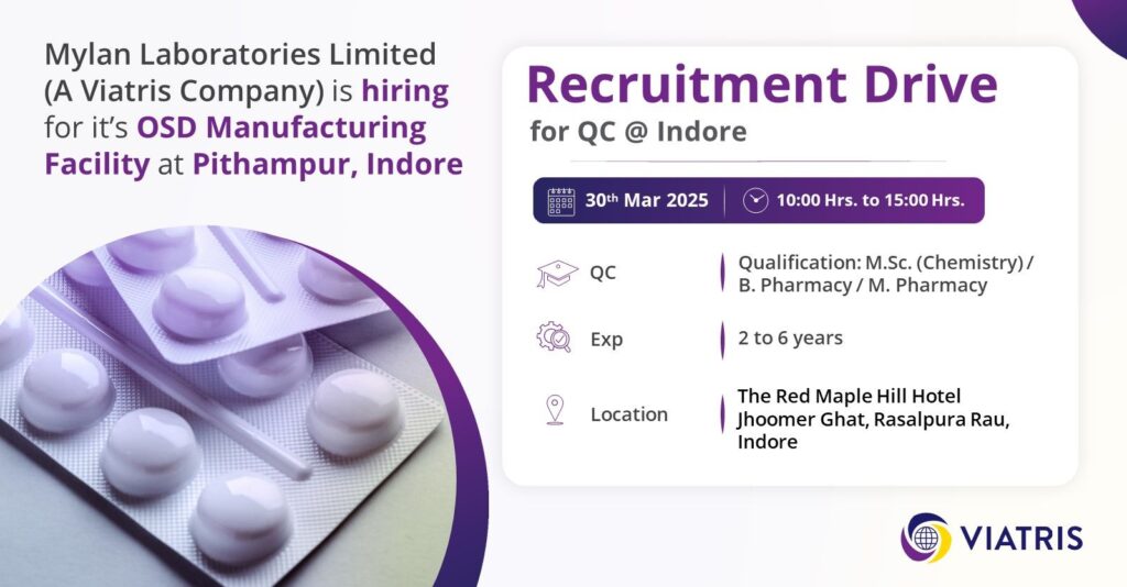 Mylan Laboratories Limited (A Viatris Company) is Hiring
