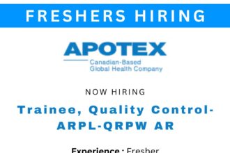 Apotex Inc. Hiring Trainee, Quality Control
