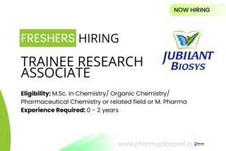 Jubilant Biosys Limited hiring Freshers - Trainee Research Associate