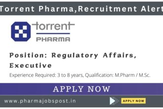 Torrent Pharma Regulatory Affairs Role Open