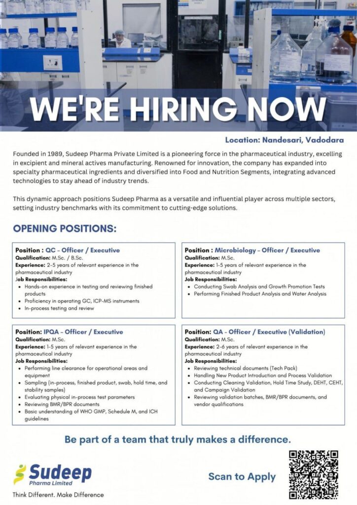 Sudeep Pharma Private Limited hiring