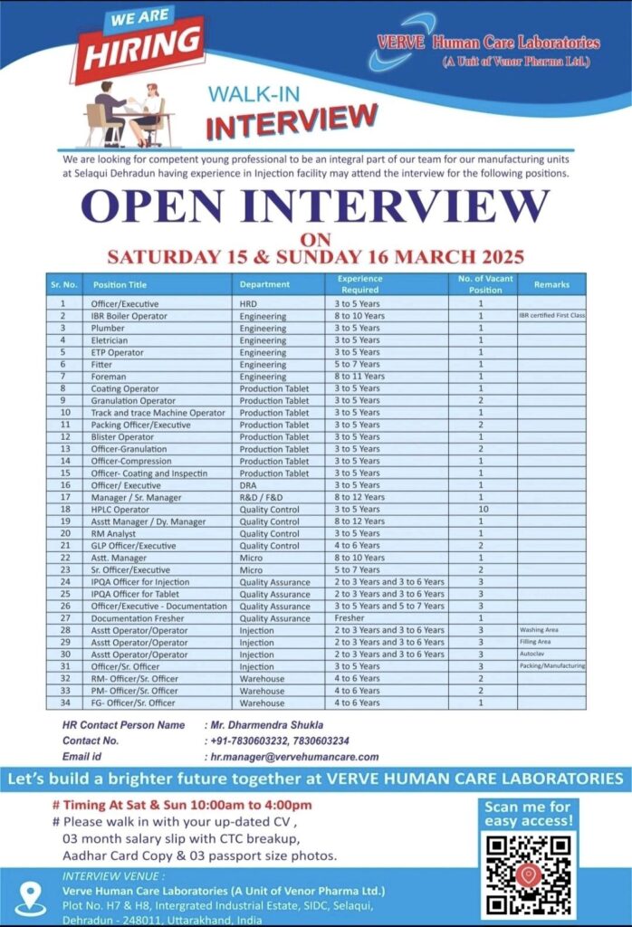 Verve Human Care Laboratories Walk In Drive