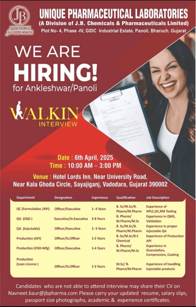 Unique Pharmaceutical Laboratories (JBCPL) Walk-In Drive