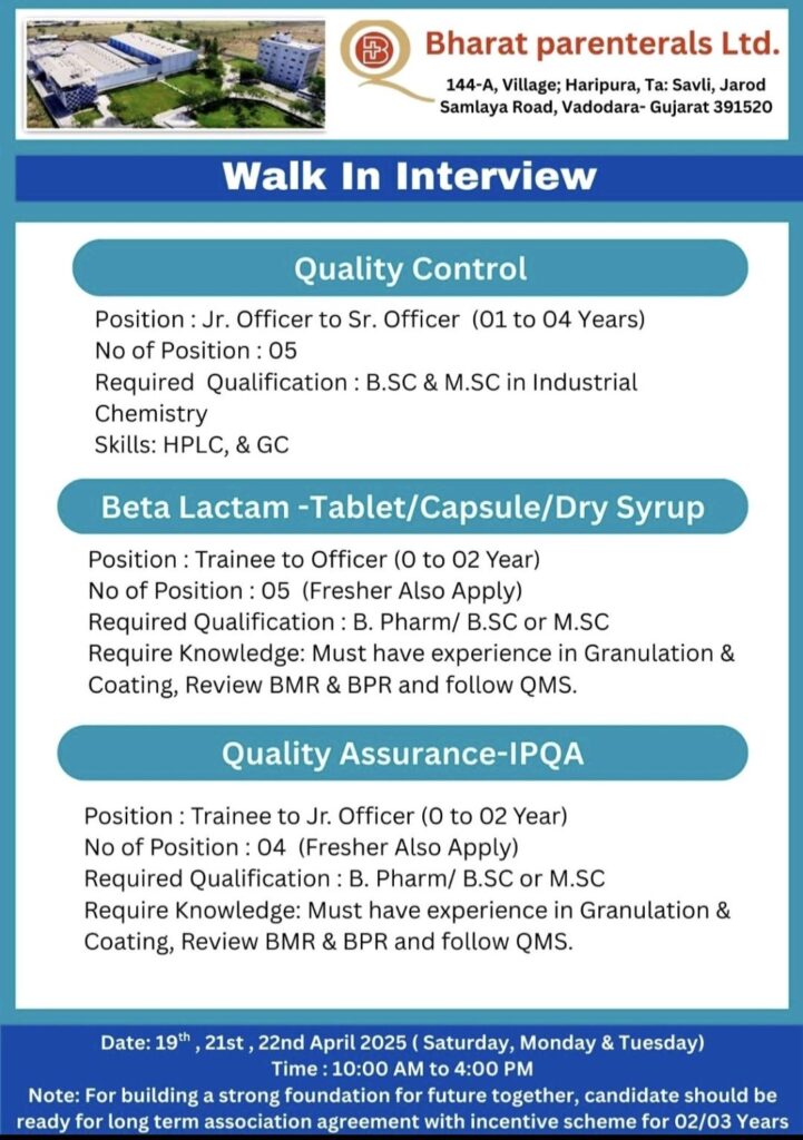 Join Bharat Parenterals Ltd