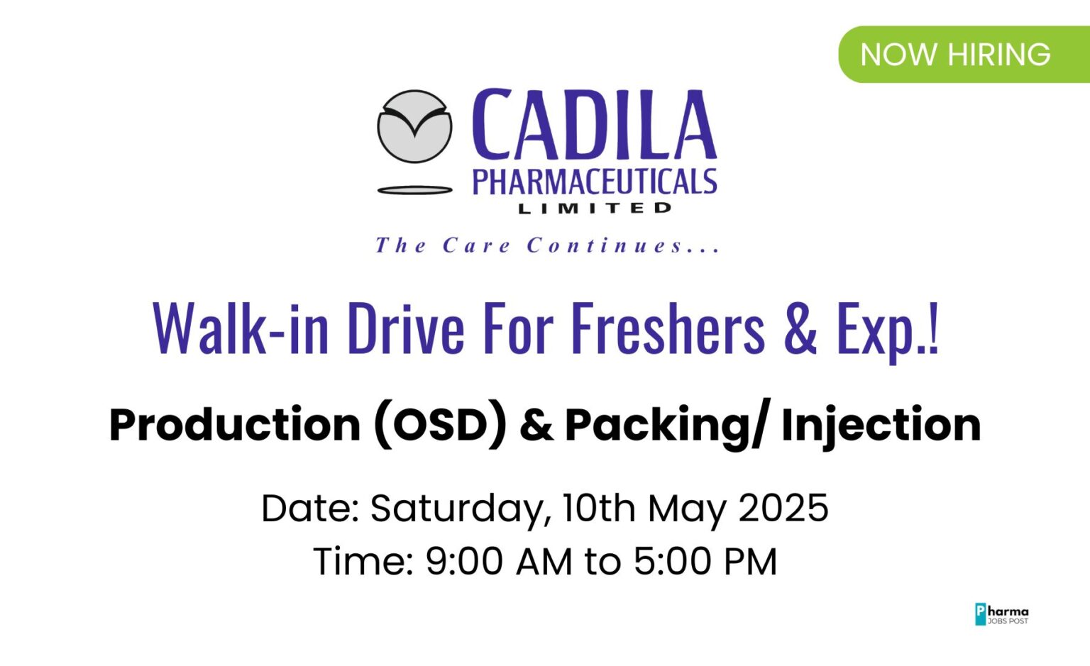 Cadila Pharmaceuticals Recruiting for OSD & Injectable