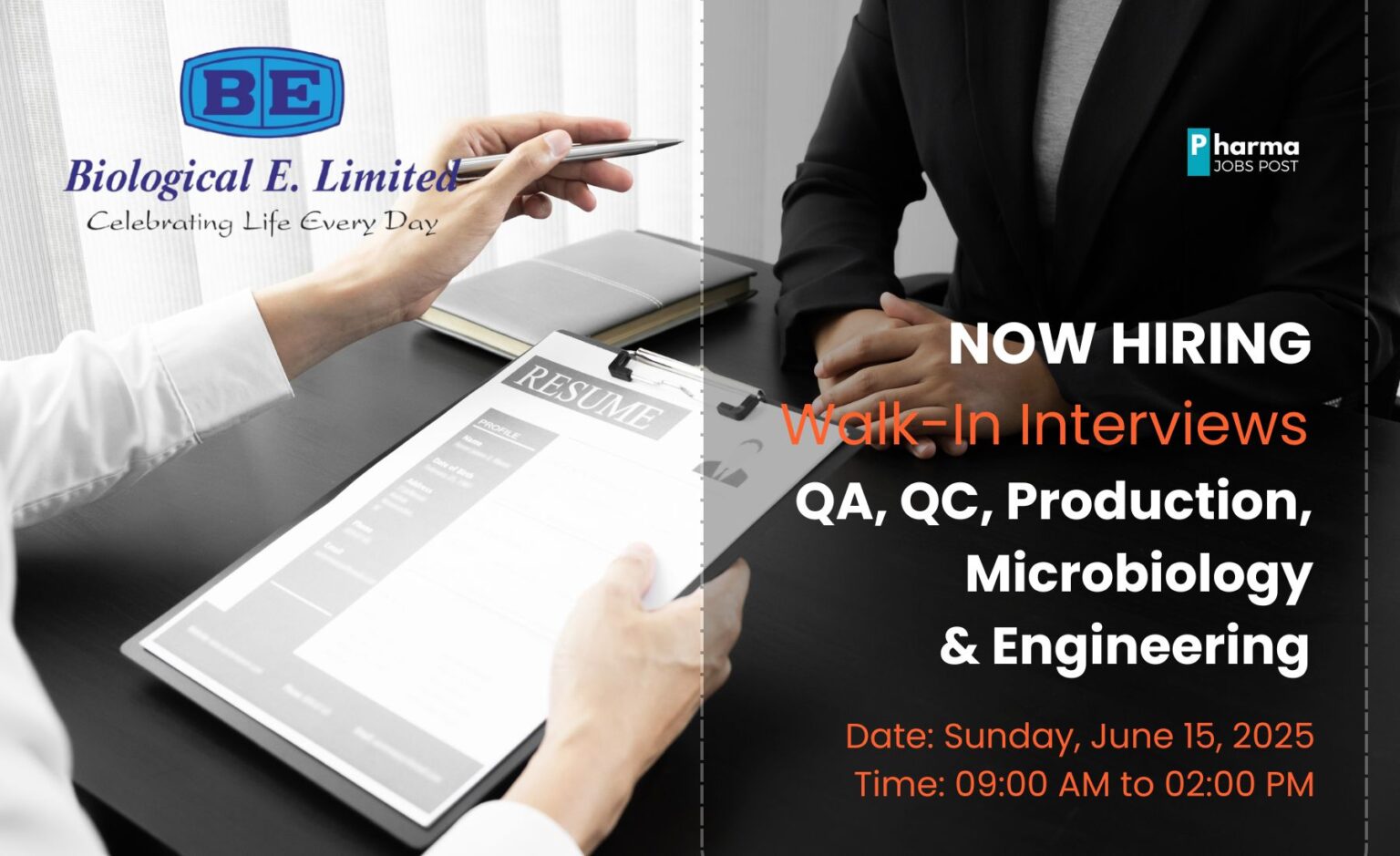 Walk-In Drive at Biological E. Limited for QA, QC, Production, Microbiology & Engineering