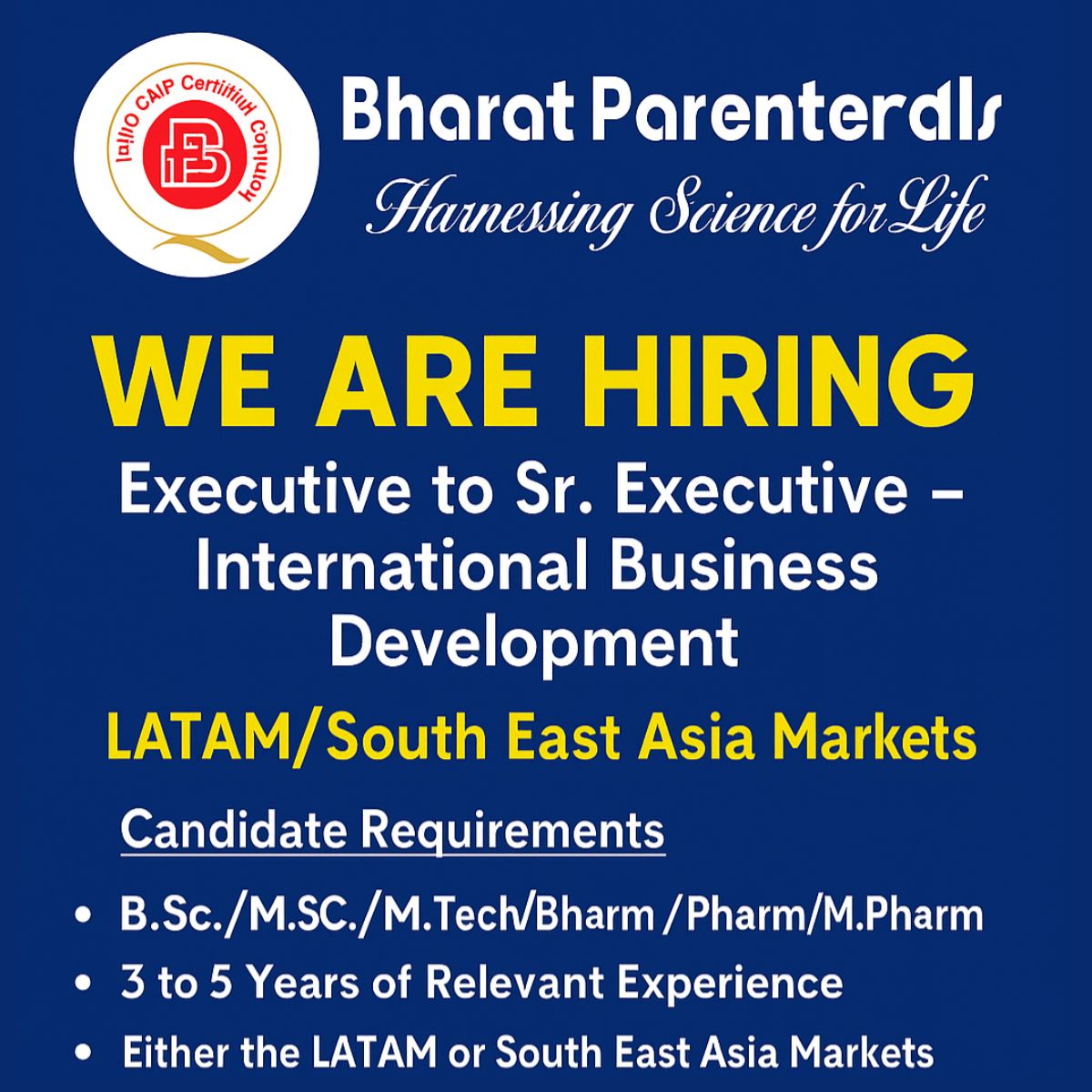 Business Development Executive Pharma Jobs