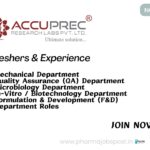 Accuprec Research Labs is Hiring! Multiple Openings