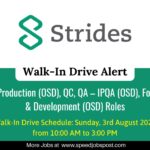 Strides Conducting Mega Walk-In Drive –Production, QA, QC, and R&D Roles