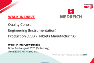 Medreich Walk-In Drive – Hiring for QC, Engineering, and Production Roles