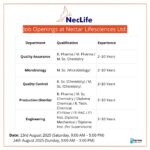 Nectar Lifesciences Walk-in Drive 2025 | QA, QC, Production & Engineering Jobs