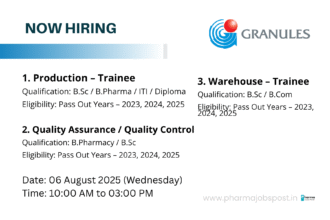 Freshers Walk-In at Granules India