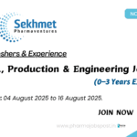 Walk-In Interview at Sekhmet Pharmaventures – QA, Production & Engineering Jobs