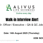 Walk-In Interview at Alivus Life Sciences – QA & QC Jobs