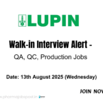 Walk-in Interview for Production & Quality Jobs at Lupin Manufacturing Solutions Ltd